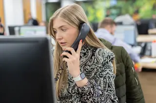 employee on phone