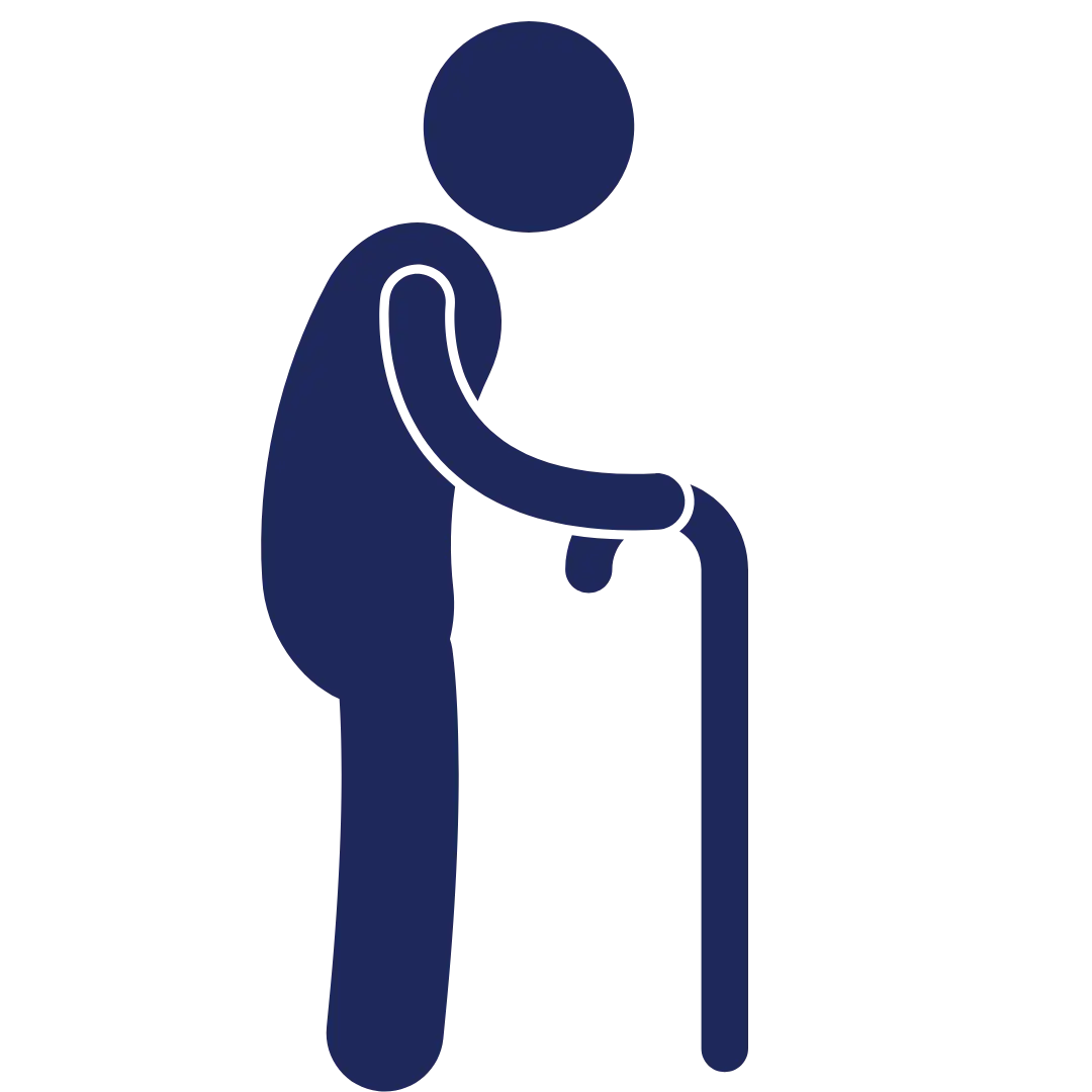A picture of a person holding a cane